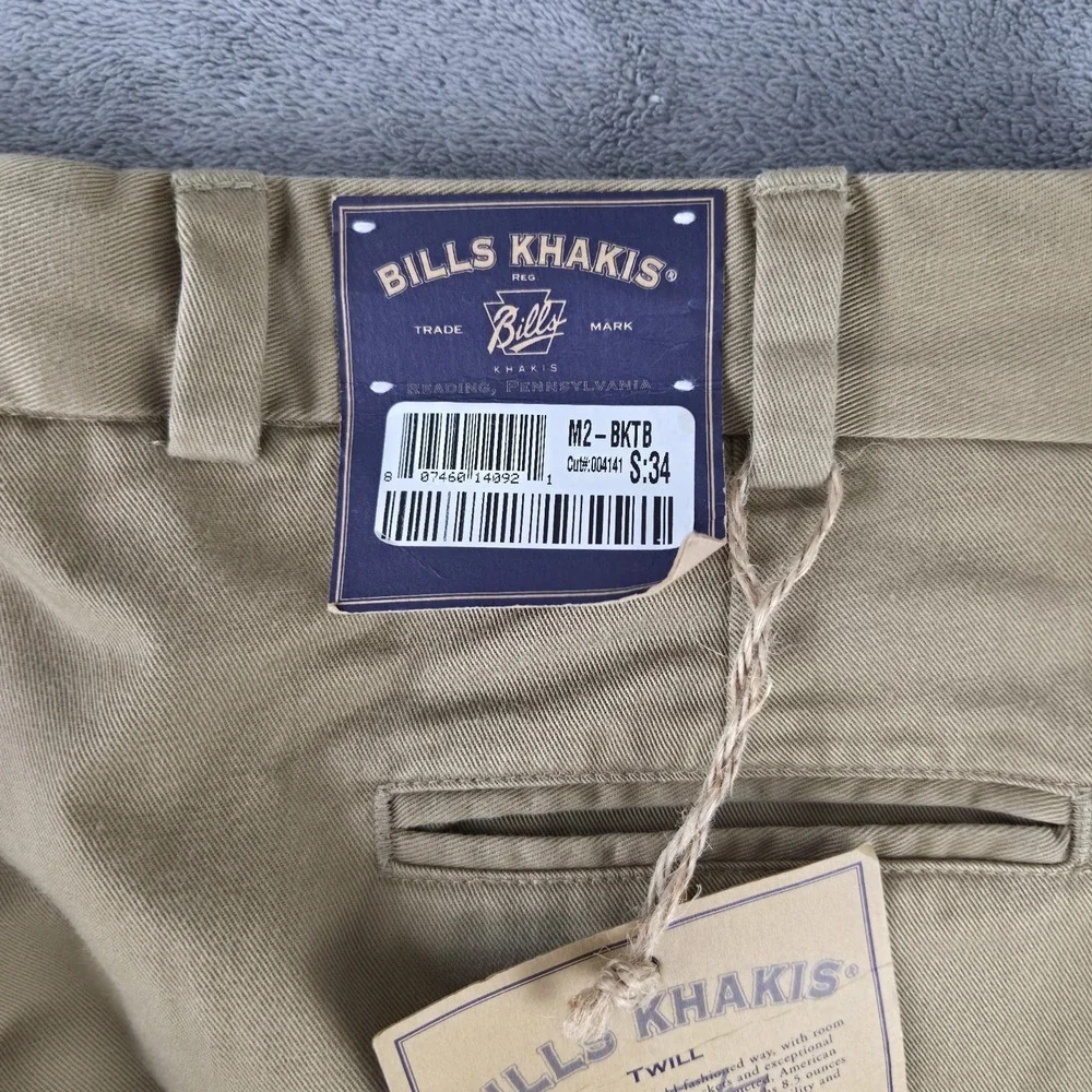 NWT-Bills Khakis M2-BKTB Beige Chino Pants Mens 34 Classic Fit MSRP $165
